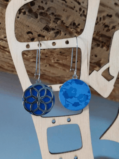 Boucles d'oreilles fantaisie réversible fleur de vie