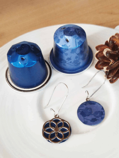 Boucles d'oreilles fantaisie réversible fleur de vie – Image 3